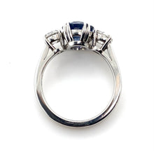 Load image into Gallery viewer, Platinum, 2.54ct Sapphire & 0.71tcw Old Cut Diamond Ring