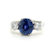 Load image into Gallery viewer, Platinum, 2.54ct Sapphire & 0.71tcw Old Cut Diamond Ring