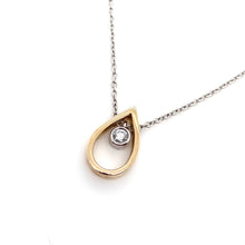 Load image into Gallery viewer, 9ct Yellow & White Gold Diamond, Diamond Pear Cut-Out Pendant