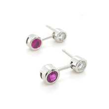 Load image into Gallery viewer, Platinum, Ruby & Diamond Earrings