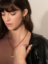 Load image into Gallery viewer, T-Bar Hexagon Hoops, Goldplate