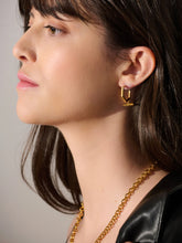 Load image into Gallery viewer, T-Bar Hexagon Hoops, Goldplate