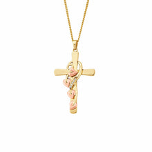 Load image into Gallery viewer, Tree of Life® Vine Cross Pendant with Diamond, 9ct Yellow Gold & Welsh Gold