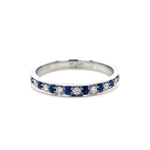 Load image into Gallery viewer, Platinum, 0.15tcw Blue Sapphire and Diamond Eternity Ring
