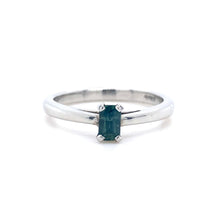Load image into Gallery viewer, Platinum, 0.42ct Emerald-Cut Green Sapphire Ring