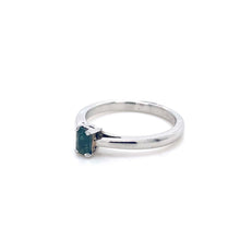 Load image into Gallery viewer, Platinum, 0.42ct Emerald-Cut Green Sapphire Ring