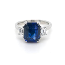 Load image into Gallery viewer, Platinum, 3.32ct Sapphire & Diamond Trilogy Ring