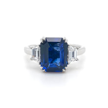 Load image into Gallery viewer, Platinum, 3.32ct Sapphire & Diamond Trilogy Ring