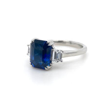 Load image into Gallery viewer, Platinum, 3.32ct Sapphire & Diamond Trilogy Ring