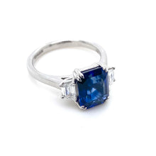 Load image into Gallery viewer, Platinum, 3.32ct Sapphire & Diamond Trilogy Ring