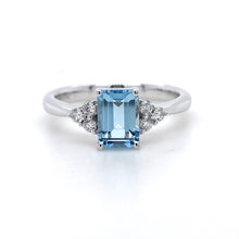 Load image into Gallery viewer, 18ct White Gold, Octagonal Aquamarine & Diamond Ring