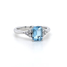Load image into Gallery viewer, 18ct White Gold, Octagonal Aquamarine & Diamond Ring
