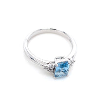 Load image into Gallery viewer, 18ct White Gold, Octagonal Aquamarine & Diamond Ring