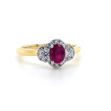 Load image into Gallery viewer, 18ct White Gold, 0.48ct Ruby & Diamond Trilogy Cluster Ring