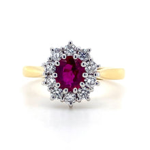 Load image into Gallery viewer, 18ct Yellow & White Gold, 0.68ct Ruby & Diamond Cluster Ring