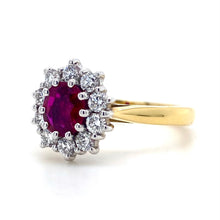 Load image into Gallery viewer, 18ct Yellow & White Gold, 0.68ct Ruby & Diamond Cluster Ring