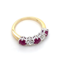 Load image into Gallery viewer, 18ct Yellow & White Gold, 1.65tcw Ruby & Diamond 5-Stone Ring