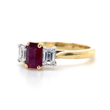 Load image into Gallery viewer, 18ct Yellow & White Gold, 0.56ct Ruby & Diamond Trilogy Ring