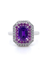 Load image into Gallery viewer, Platinum, 1.55ct Purple Sapphire & Diamond Double Cluster Ring