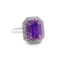 Load image into Gallery viewer, Platinum, 1.55ct Purple Sapphire & Diamond Double Cluster Ring