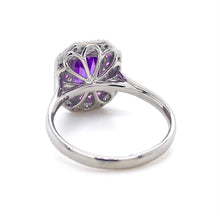 Load image into Gallery viewer, Platinum, 1.55ct Purple Sapphire & Diamond Double Cluster Ring