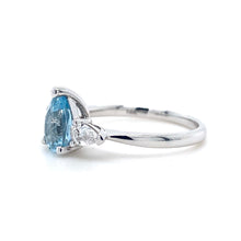 Load image into Gallery viewer, 18ct White Gold, 0.96ct Aquamarine & Diamond Trilogy Ring