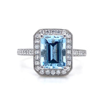 Load image into Gallery viewer, 18ct White Gold, 1.55ct Aquamarine & Diamond Ring