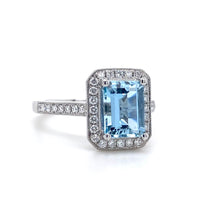 Load image into Gallery viewer, 18ct White Gold, 1.55ct Aquamarine & Diamond Ring