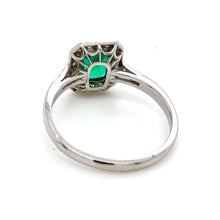 Load image into Gallery viewer, Platinum, 0.89ct Emerald & Diamond Cluster Ring