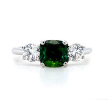 Load image into Gallery viewer, Platinum, 1.04ct Namibian Tourmaline & Diamond Trilogy Ring
