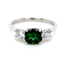 Load image into Gallery viewer, Platinum, 1.04ct Namibian Tourmaline & Diamond Trilogy Ring