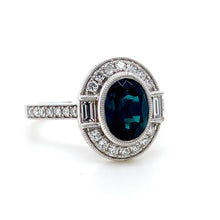 Load image into Gallery viewer, 18ct White Gold, 1.30ct Indicolite Tourmaline & Diamond Cluster Ring