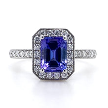 Load image into Gallery viewer, 18ct White Gold, 1.15ct Tanzanite & Diamond Cluster Ring