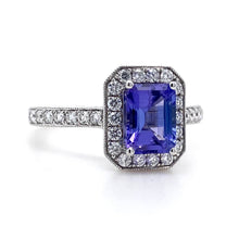 Load image into Gallery viewer, 18ct White Gold, 1.15ct Tanzanite & Diamond Cluster Ring