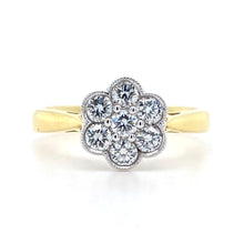 Load image into Gallery viewer, 18ct Yellow & White Gold, 0.50ct G Si1 Diamond Cluster Ring