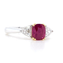 Load image into Gallery viewer, Platinum & 18ct Yellow Gold, 1.71ct Ruby & Diamond Trilogy Ring