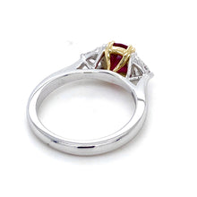Load image into Gallery viewer, Platinum & 18ct Yellow Gold, 1.71ct Ruby & Diamond Trilogy Ring