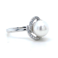 Load image into Gallery viewer, 18ct White Gold, Pearl & Diamond Petal Ring