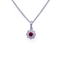 Load image into Gallery viewer, 18ct White Gold, Ruby & Diamond Daisy Cluster Pendant