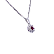 Load image into Gallery viewer, 18ct White Gold, Ruby & Diamond Daisy Cluster Pendant