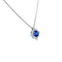 Load image into Gallery viewer, 18ct White Gold, 0.42ct Sapphire & Diamond 'Star' Cluster Pendant