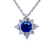 Load image into Gallery viewer, 18ct White Gold, 0.42ct Sapphire & Diamond 'Star' Cluster Pendant