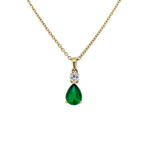 Load image into Gallery viewer, 18ct Yellow Gold, 0.65ct Emerald & Diamond Pendant
