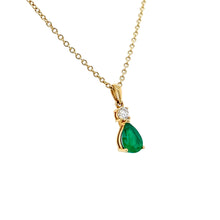 Load image into Gallery viewer, 18ct Yellow Gold, 0.65ct Emerald & Diamond Pendant