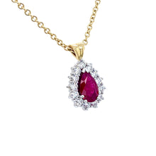 Load image into Gallery viewer, 18ct White & Yellow Gold, 1.15ct Ruby & Diamond Cluster Pendant