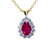 Load image into Gallery viewer, 18ct White & Yellow Gold, 1.15ct Ruby & Diamond Cluster Pendant