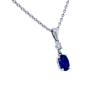 Load image into Gallery viewer, 9ct White Gold, 0.54ct Sapphire and Diamond Pendant
