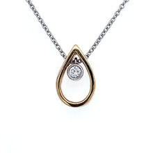 Load image into Gallery viewer, 9ct Yellow & White Gold Diamond, Diamond Pear Cut-Out Pendant