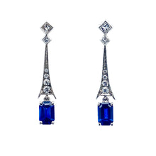Load image into Gallery viewer, Platinum, 1.00ct Sapphire & Diamond Drop Earrings