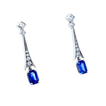 Load image into Gallery viewer, Platinum, 1.00ct Sapphire & Diamond Drop Earrings